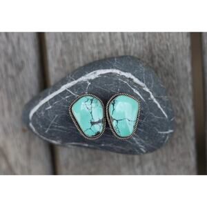 Artie Yellowhorse Earrings, Signed Navajo Sterling Silver Spiderweb Turquoise,